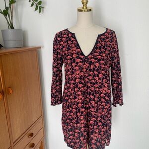 J. Crew Navy and Pink Flamingo Dress